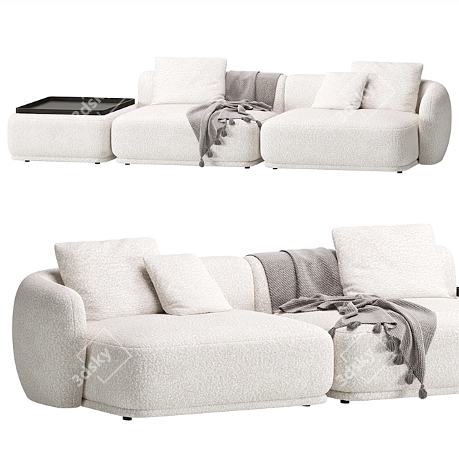 Sleek Modular Sofa Fabro 2 3D model image 4