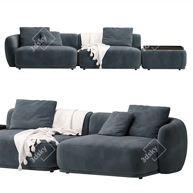 Sleek Modular Sofa Fabro 2 3D model image 5