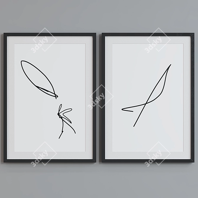 Modern Abstract Line Picture Frame Set 3D model image 2