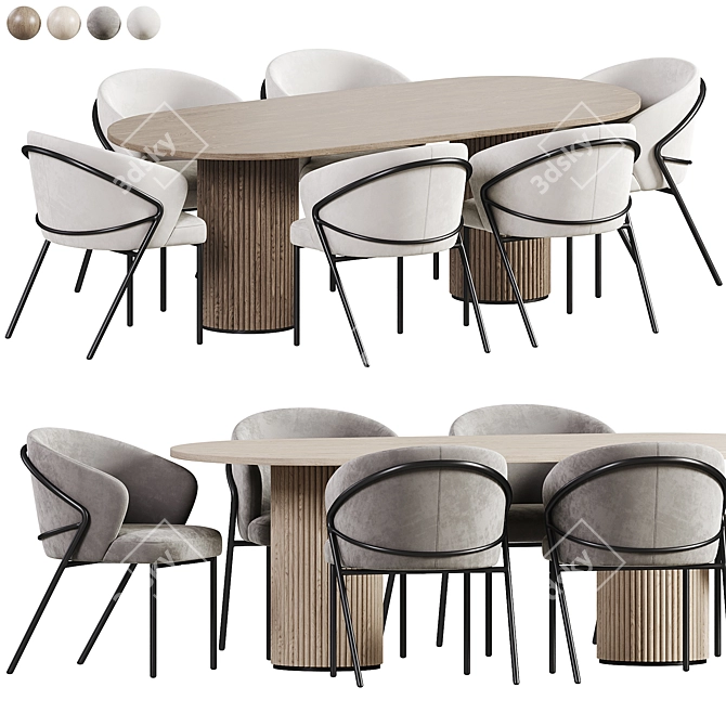 Scandi Round Dining Set 3D model image 1