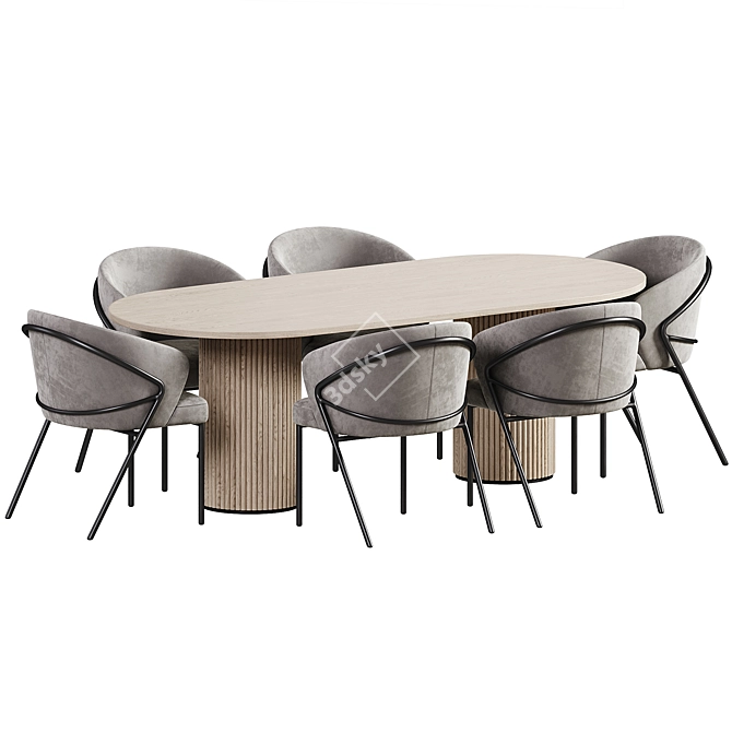 Scandi Round Dining Set 3D model image 2