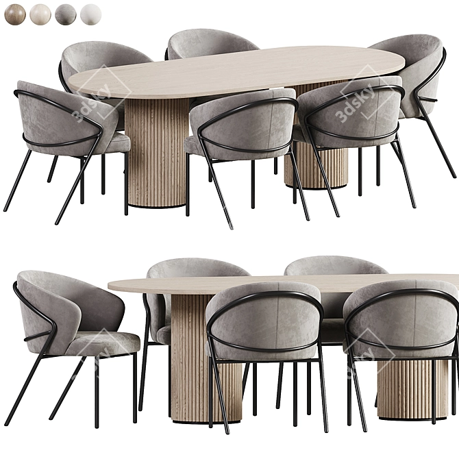 Scandi Round Dining Set 3D model image 3