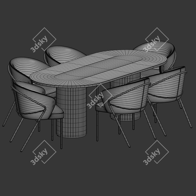 Scandi Round Dining Set 3D model image 7