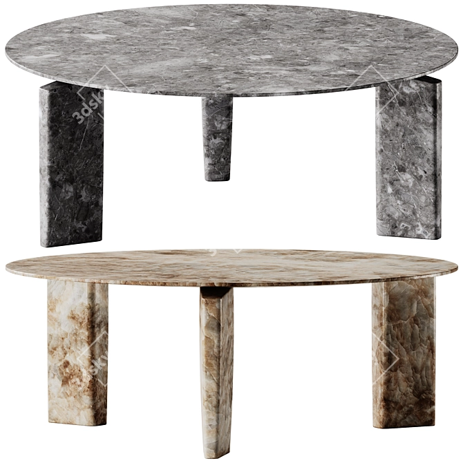 Exteta Giotto Marble Garden Table 3D model image 2