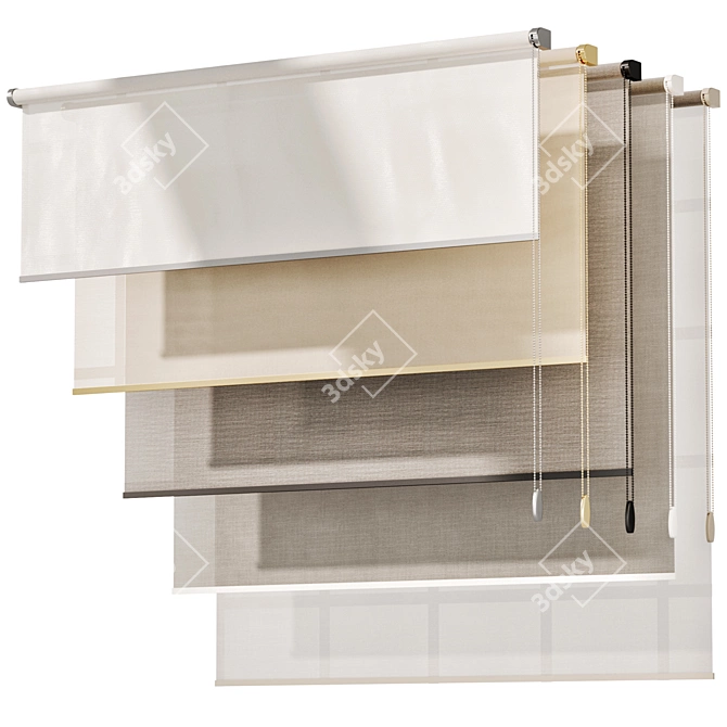 Modern Roller Blinds Curtain Set 3D model image 3