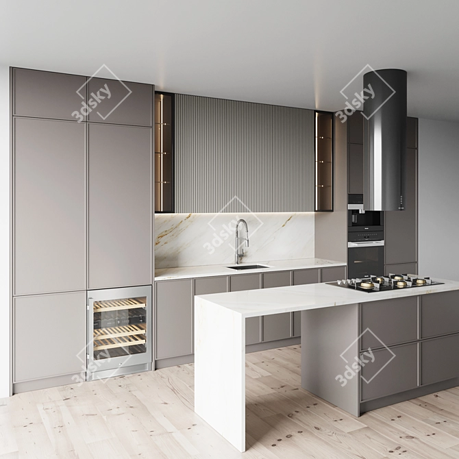 Modern Kitchen Interior Set 3D 3D model image 2