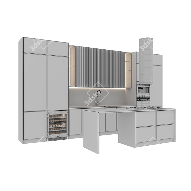 Modern Kitchen Interior Set 3D 3D model image 7