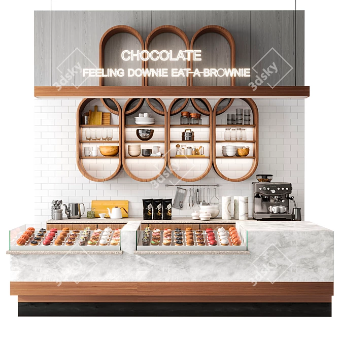 Dessert Display with Models Collection 3D model image 1