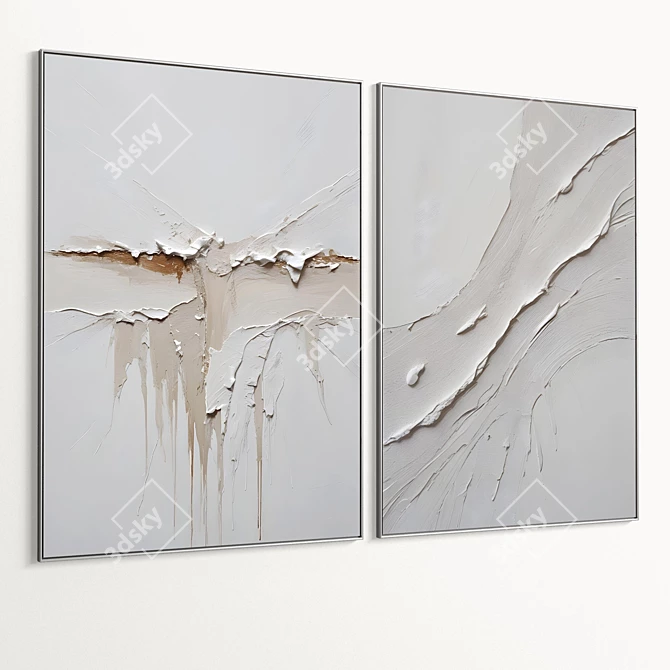 Plaster Dual Photo Frame with HQ Textures 3D model image 6