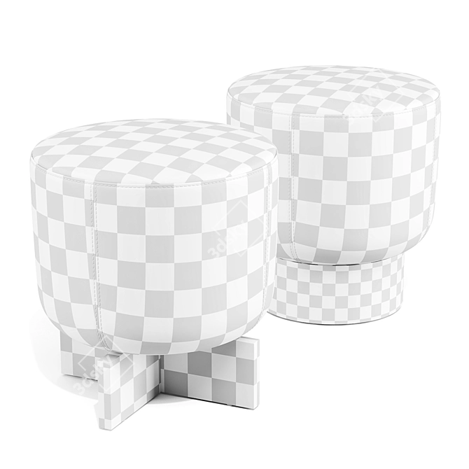 Modern Italian Pouf Set, Belt and Cross 3D model image 6