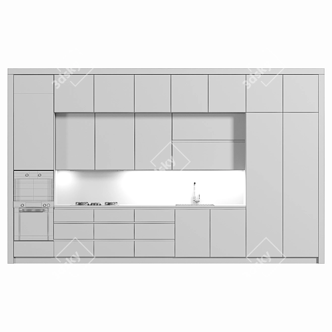 Sleek Modular Kitchen Design 3D model image 5