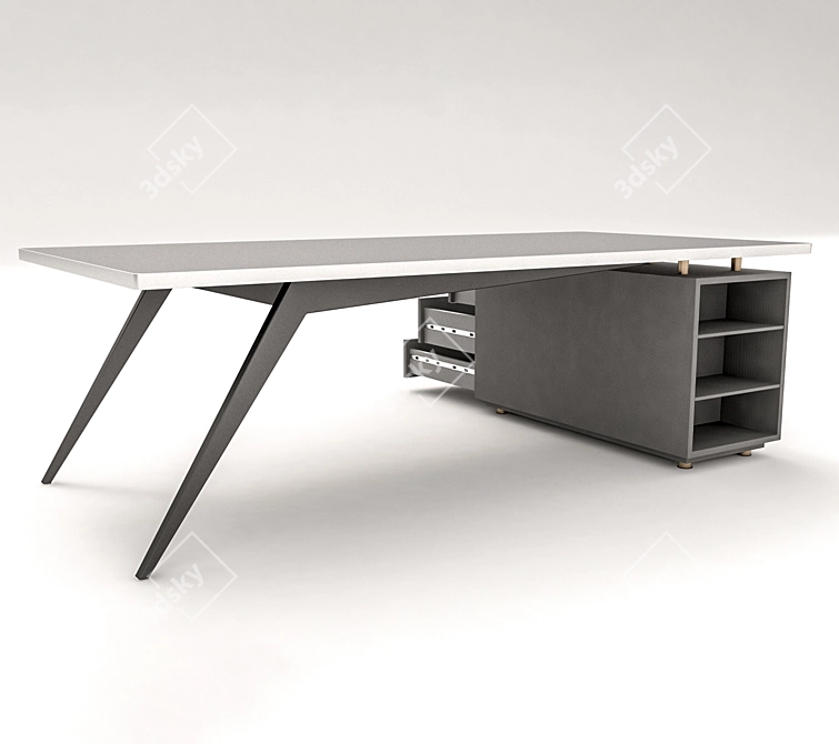 Modern 3-Drawer Table 3D model image 3