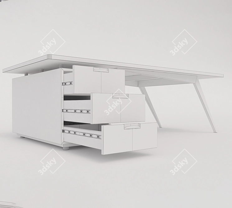 Modern 3-Drawer Table 3D model image 7