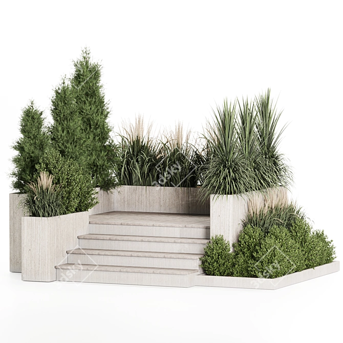 Premium Backyard Bush Tree Set 3D model image 1