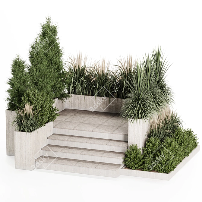 Premium Backyard Bush Tree Set 3D model image 2