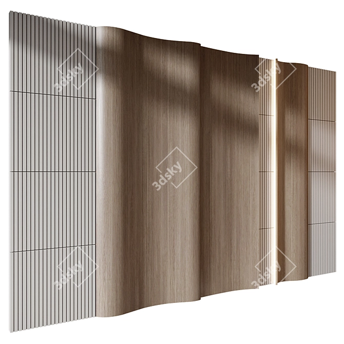 Natural Wood Wall Panel 0100 3D model image 1