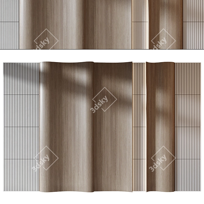 Natural Wood Wall Panel 0100 3D model image 2