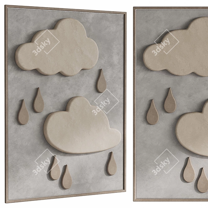 Cloudy Kids Room Wall Art 3D model image 4