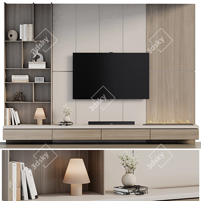 Modern TV Wall Collection Luxury 3D model image 1