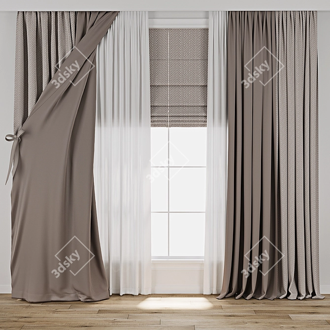 3D Curtain Model with Textures 3D model image 1