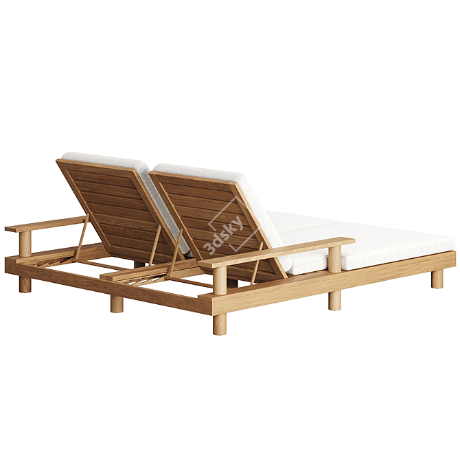 Tuscan Inspired Teak Double Chaise 3D model image 3