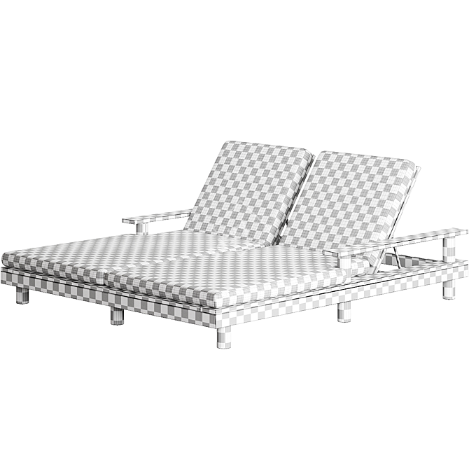 Tuscan Inspired Teak Double Chaise 3D model image 5