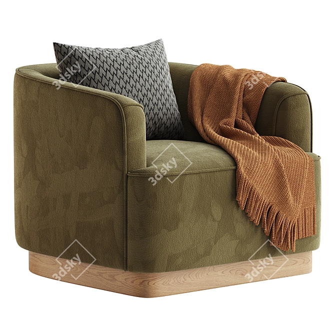 Modern Armchair Rimini Grey Velvet 3D model image 4