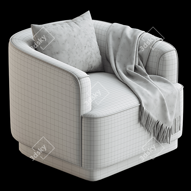 Modern Armchair Rimini Grey Velvet 3D model image 6