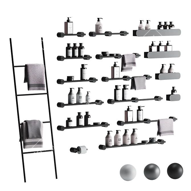 Tezza Bathroom Accessory Set 3 Variations 3D model image 1