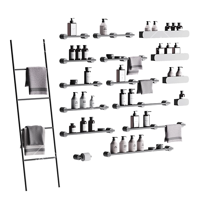 Tezza Bathroom Accessory Set 3 Variations 3D model image 2