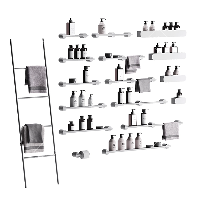 Tezza Bathroom Accessory Set 3 Variations 3D model image 3