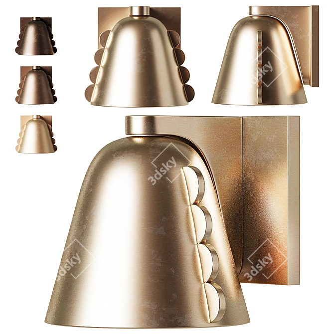 Modern Brass Wall Lamp Sconce 3D model image 1