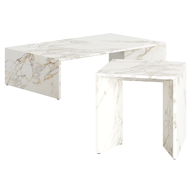 Elegant White Marble Outdoor Table 3D model image 1