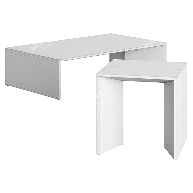 Elegant White Marble Outdoor Table 3D model image 4