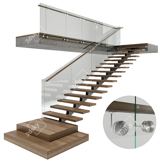 Contemporary Staircase No42 3D model image 1