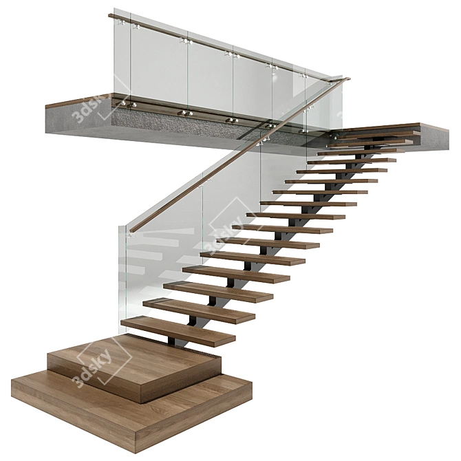 Contemporary Staircase No42 3D model image 2