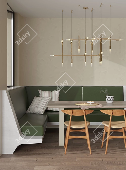 Sleek Caged Pendant Light 3D model image 6