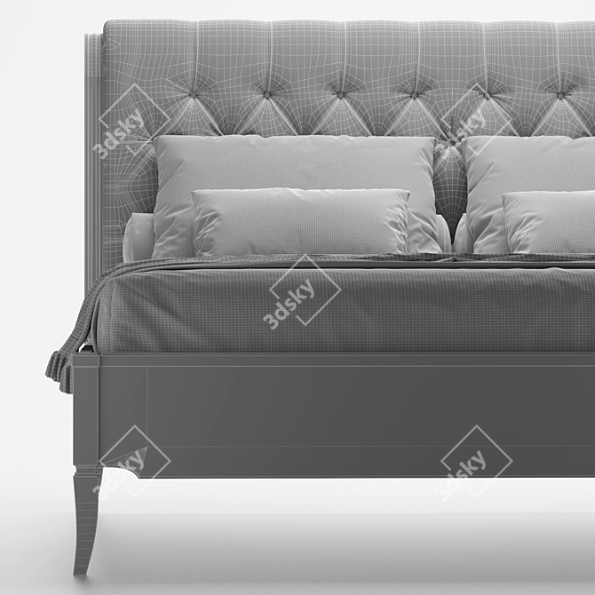 Stylish Soft Padded Bed 3D model image 4