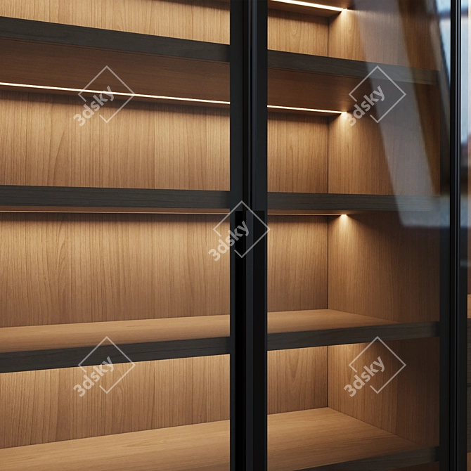 Modern Glass Door Cupboard 3D model image 3