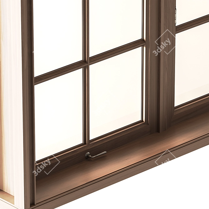 Vintage Wood Window Frames Set 3D model image 3