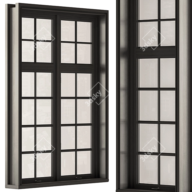 Vintage Wood Window Frames Set 3D model image 6