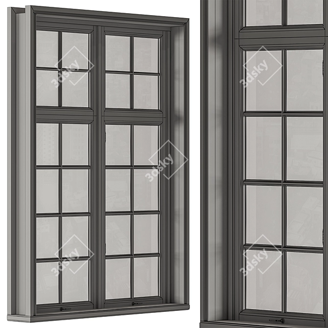 Vintage Wood Window Frames Set 3D model image 7