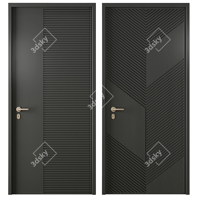 Modern Entry Door Set 2016 3D model image 1