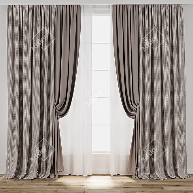 Vintage Curtain 3D Model Kit 3D model image 1