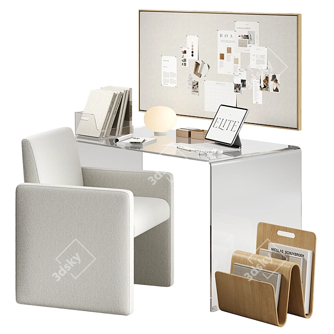 Modern Workspace Furniture Set 3D model image 1