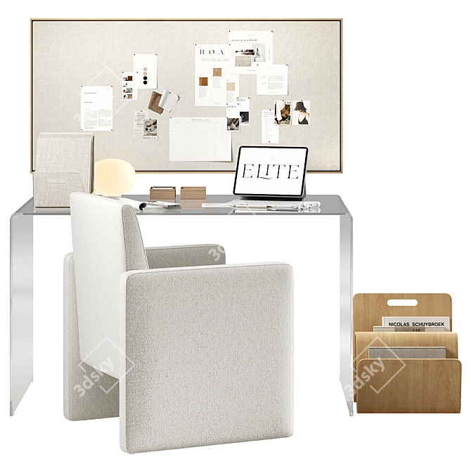 Modern Workspace Furniture Set 3D model image 4