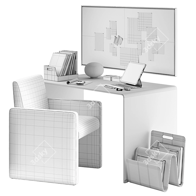 Modern Workspace Furniture Set 3D model image 7