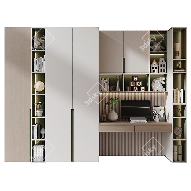 Modern Bookshelf GHS-2567 Set 3D model image 1