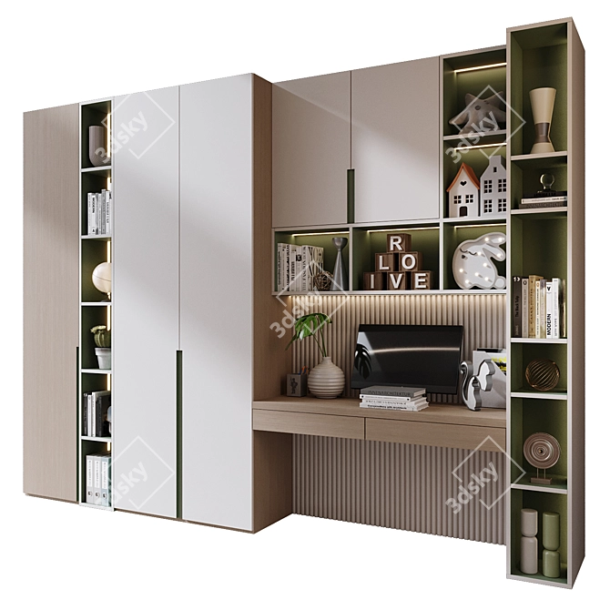 Modern Bookshelf GHS-2567 Set 3D model image 2