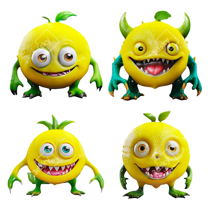 Lemon Monster Figurines 3D model image 1